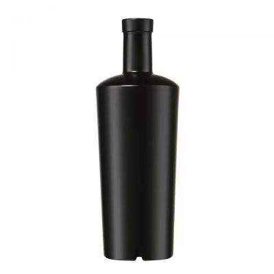 Premium Thick Glass Customizable Spraying Matte Black 500ml 750ml Cork Cap Empty Glass Oil Bottle