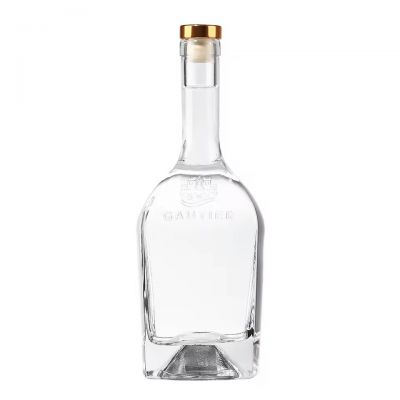 High-End Custom Thick Bottom Premium Transparent White Spirit Rum Whisky 750ml Glass Bottle with Cork