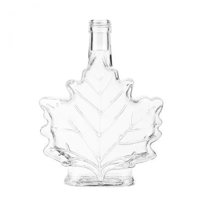 Creative Maple Leaf Shaped Glass Bottle with Aluminum Lid for Whisky Wine Tequila Brandy Drinks