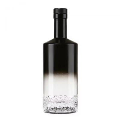 High-End Customized Twilight Spraying Black Gradient 500ml 750ml Empty Glass Liquor Bottle for Luxury Distilleries