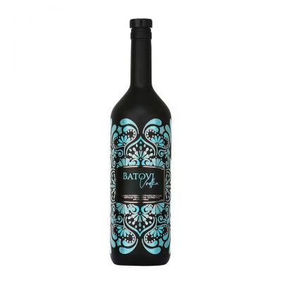 Custom OEM Luxury 700ml 750ml Spray Black Custom Flower Label Glass Wine Vodka Spirits Bottle with Lid for Wine Bottles