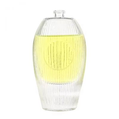 Unique Design Luxury Frosted 50ml 100ml Vertical Stripe Glass Perfume Bottle Fragrance Reed Diffuser Bottles for Sale