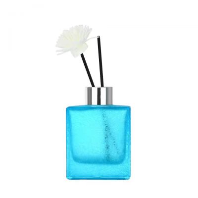 Customized Ice-Crack Pattern Transparent Azure Cube Bottle 20mL 30mL 50mL 100mL High-End Glass Diffuser Bottle