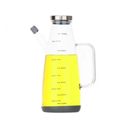 Factory Supply Latest Design Custom Shape Oil Level Line 500ml 750ml Clear Glass Refillable Olive Oil Bottle for Cooking Oil
