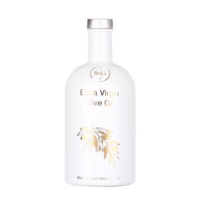 Factory Custom White 100ml 375ml 500ml 750ml Round Glass Oil Bottles Glass Olive Oil Bottle with Screw Cover