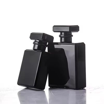 Wholesale Custom Label Luxury Black 50ml 100ml Fancy Unique Glass Refillable Perfume Bottle with Screw Cap