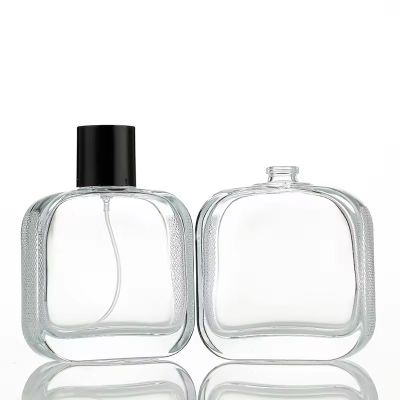 Custom Refill Square Round Fragrance Glass Perfume Bottles Empty Clear 100ml Perfume Bottle with Pump Cap