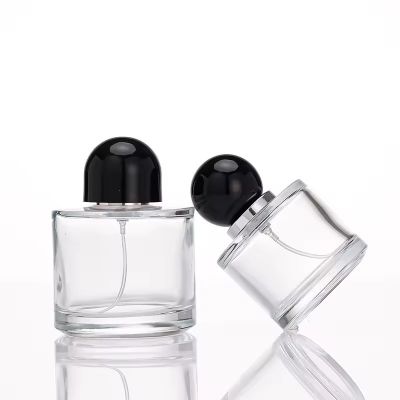 Elegant Transparent High Quality 30ml 50ml 100ml Round Shape Glass Perfume Bottles with Pump Sprayer Smooth Sides Wholesale