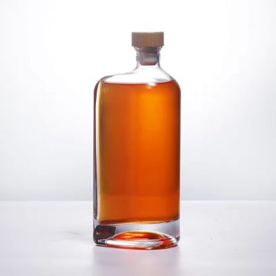 Super Flint 700ml Square Plain Glass Bottle with Cork for Whisky Vodka Spirits Liquor Wine Gin-Free Sample for Tequila Brandy