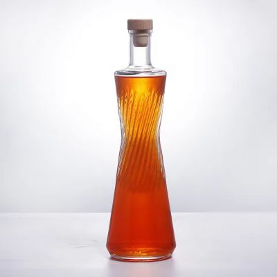 Customized Special Shaped Glass Wine Bottle 700ml Capacity Empty Wine Bottle Vodka Rum Cork Carving Patterns Printing Services