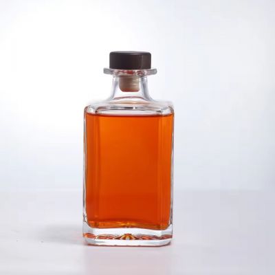 Custom 375ml Glass Bottles with Cork Stopper for Tequila Rum Vodka Whiskey Brandy Wine and Energy Drink Storage