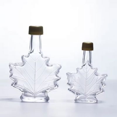 Mini Maple Glass Bottle Creative Lucky Star Drift Design Flat Shape 50ml 250ml Capacities for Brandy Tequila Screen Printing