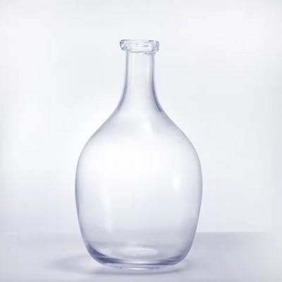 High Quality 2500ML Transparency Small Bellied Glass Wine Bottle Special Shape with Cork Sealing for Brandy & Energy Drinks