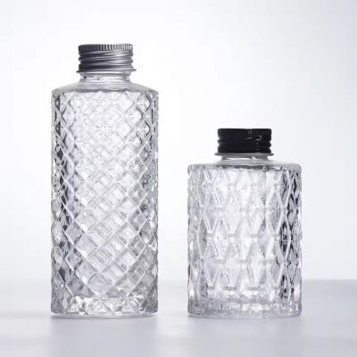 Hot Selling 100ml 150ml Cylindrical Vertical Bar Pattern Glass Spirit Bottle Easy Carry Small Cocktail Vodka Rum Tequila Bottle