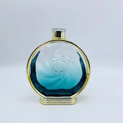 Factory Wholesale 500ml 700ml Frosted Glass Bottles Electroplated Wine Goblet for Whisky and Brandy