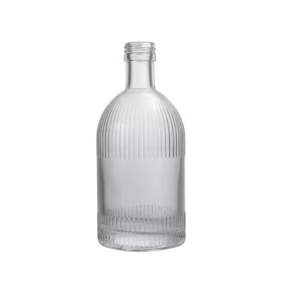Hot Selling 500ml Unique Vertical Stripe Beverage Glass Bottle Liquor Packaging Bottle with Screw Cap
