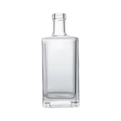 Customizable Square Liquor Bottle 500ml Rectangle Rum Vodka Gin Glass Bottle for Spirits