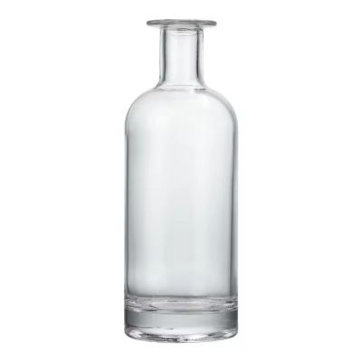 Round Long Neck Bottle Glass Bottle 750ml Glass Bottle with Cork Stopper for Rum Gin