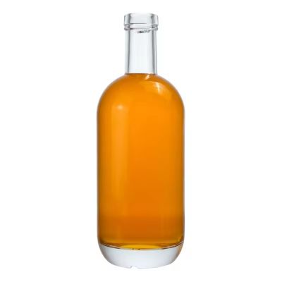 Empty Super Flint Thick Bottom Gin Glass Whisky Liquor Bottle 750ML Glass Moonshine Bottle with Black Cap