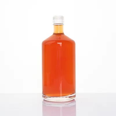 750ml Juice Glass Bottles Wholesale for Whisky Vodka Cork for Water Brandy Double-Groove Flat Square Bottle