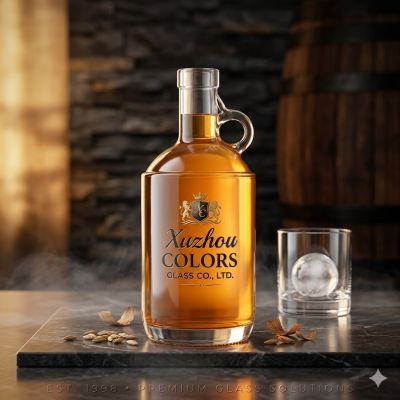 750ml Round Glass Liquor Bottle for Whisky, Vodka and Spirits