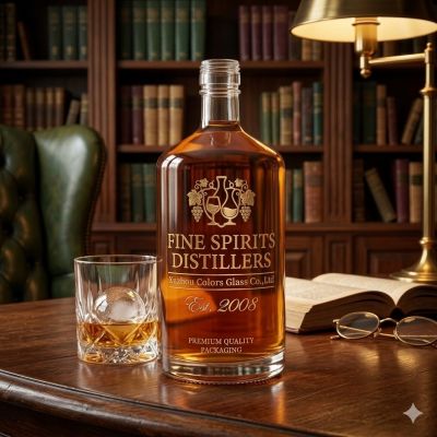 750ml Flat Square Glass Bottle for Whisky, Vodka and Liquor