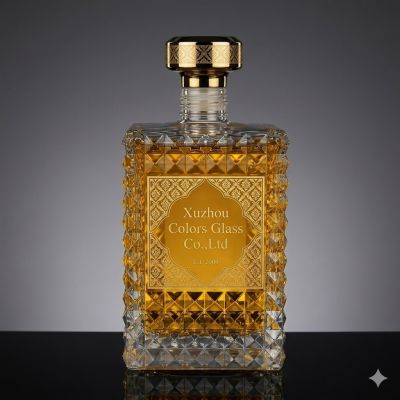 Luxury 750ml Unique Shape Glass Spirit Bottles with Secure Screw Cap