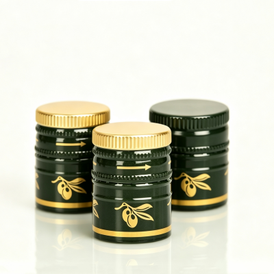 31.5x44mm Aluminium Pilfer-Proof Olive Oil Bottle Cap with Plastic Pourer Insert Non-refillable Screw Closure