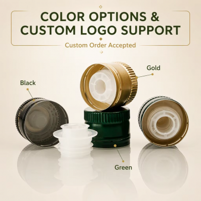 Custom Pantone Color Aluminum Olive Oil Bottle Cap with Plastic Pourer Insert & Airtight Liner