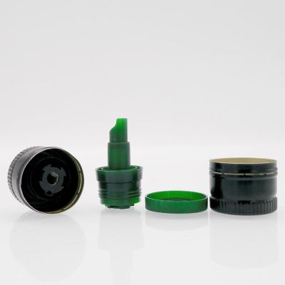 31.5×24mm Aluminum ROPP Cap with Plastic Pourer Insert for Glass Bottles