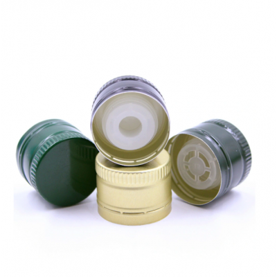 Low MOQ Black 31.5x24mm Aluminum ROPP Screw Cap with Food-Grade Plastic Pourer Insert for Olive Oil Glass Bottles