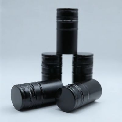 Wholesale Glossy Black Aluminum Plastic Tamper Evident Cap for Glass Bottles
